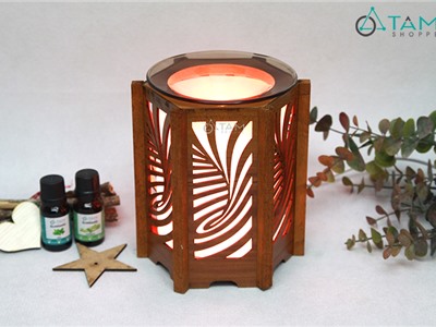 Đèn xông tinh dầu gỗ cung đàn [Tặng bóng đèn] DXTDD-M0295